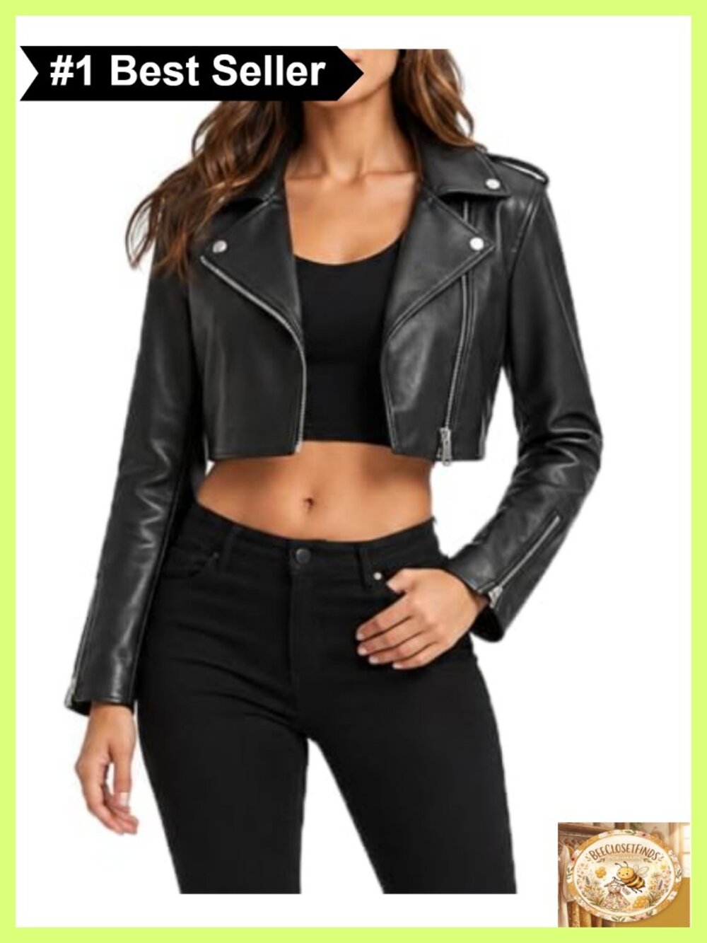 Faux Leather Cropped Moto Biker Jacket Women Slim Fit Casual Coat